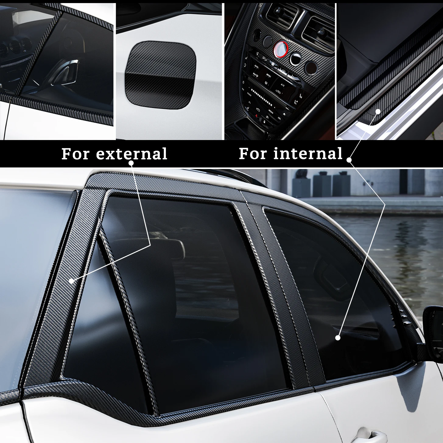 Carbon Fiber Car Body Vinyl Wrap Matte Accessories Glossy Black Sticker 3D 4D 5D 6D Auto Foil Cover Motorcycle Decoration Film view 3
