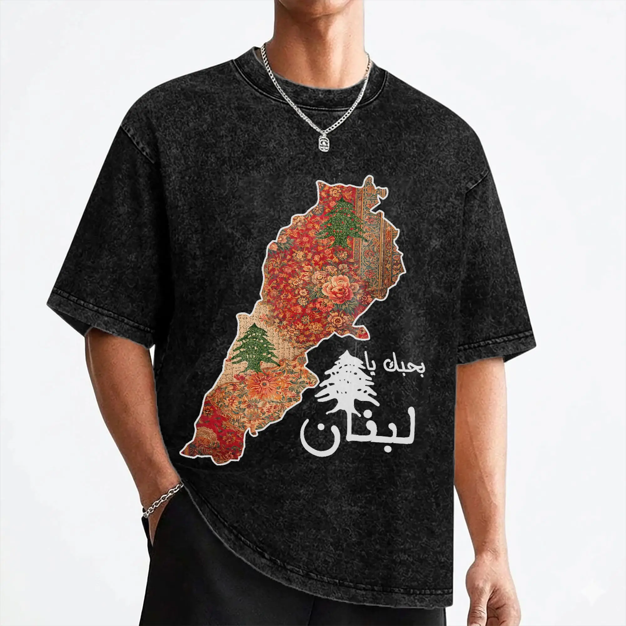 Lebanon Flag Map Beirut Cedar Tree Lebanese T Shirts Washed Cotton T-Shirts Vintage Men Women Streetwear Graphic Printed Tees