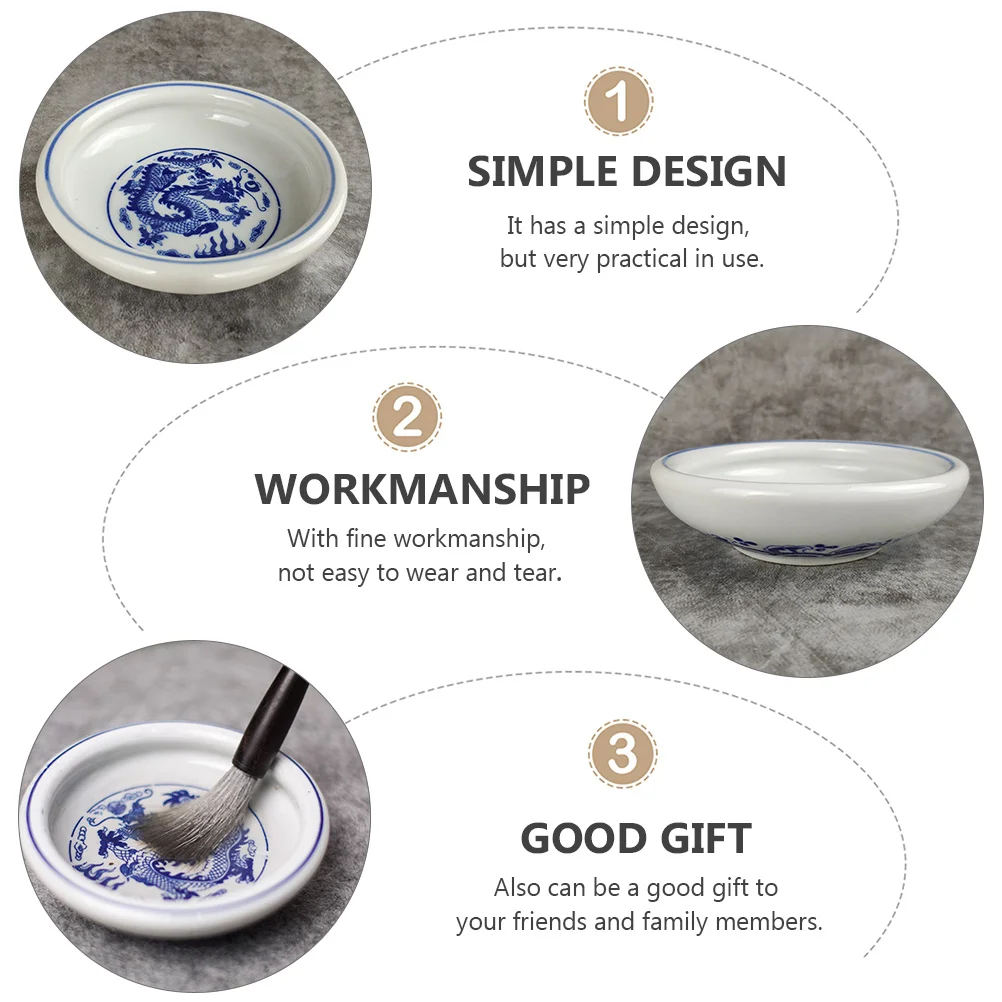 

Ink Brush Washing Dish Ceramic Container Storage Holder Creative Saucer Writing Tray