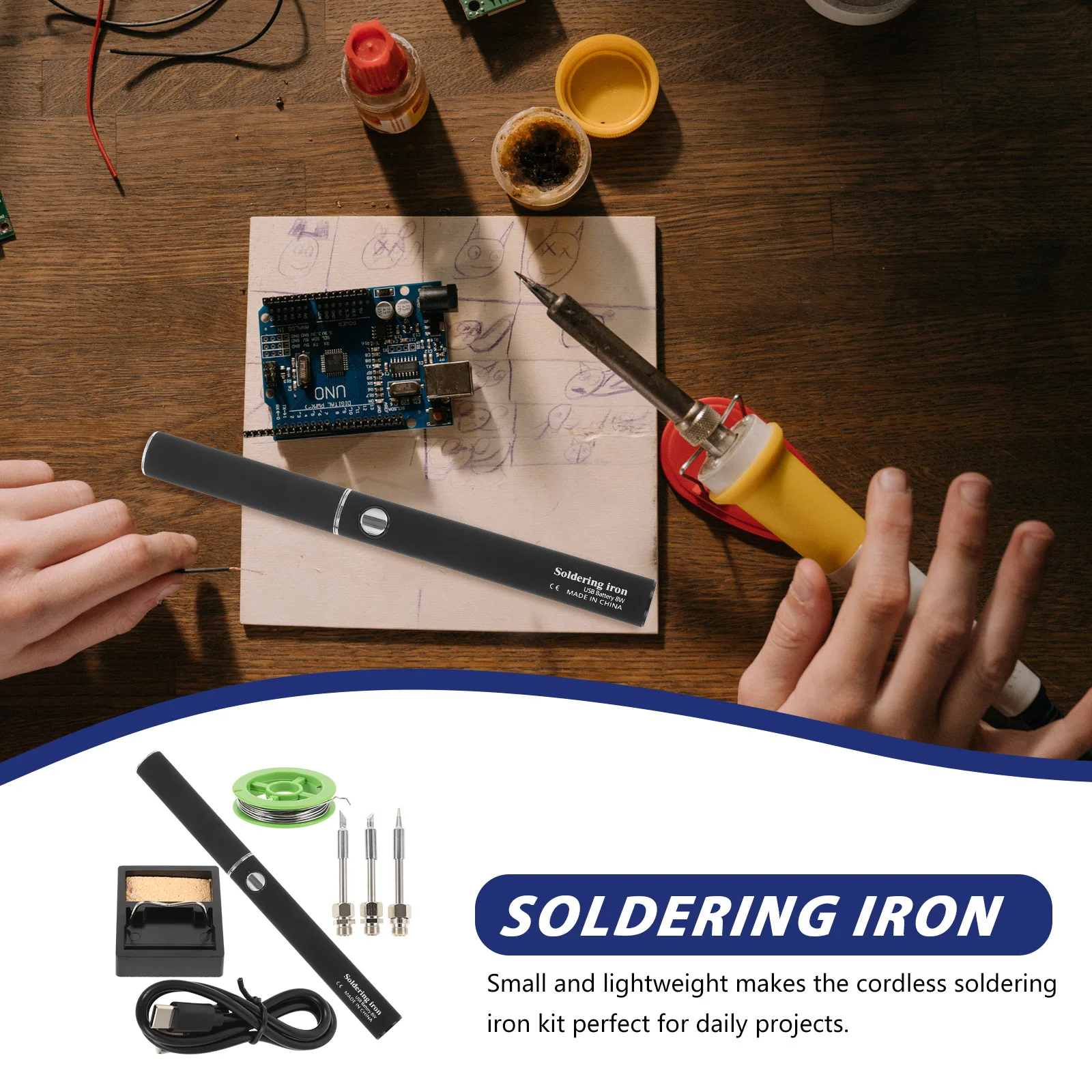 1 مجموعة USB اللاسلكي سبيكة لحام المحمولة اللاسلكية لحام القلم صغيرة خفيفة الوزن قابلة للشحن مجموعة أدوات لحام للإلكترونيات #1