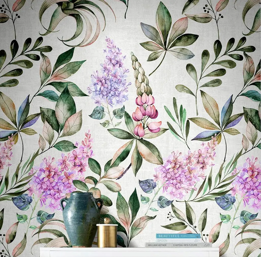 Custom Watercolor Floral Plants Photo Murals 3D Wall Paper for Living Room Study Home Decor Unique Backdrop Wall Decor