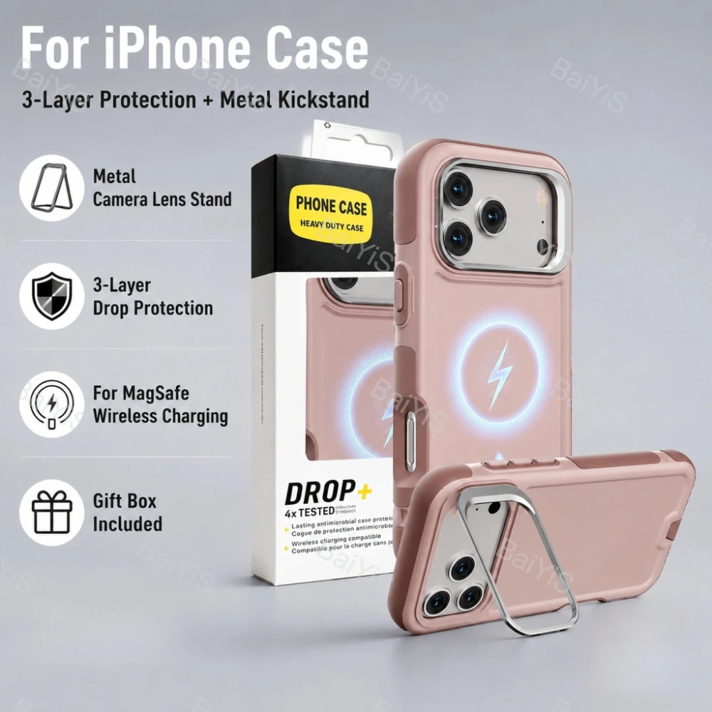 Phone Cases Heavy Duty - Custodia Magnetica con Supporto in Metallo