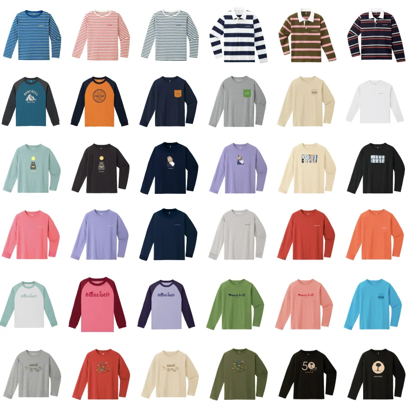 

Japan montbell children's WIC outdoor sports leisure breathable round neck T-shirt splicing series long sleeves