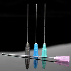 50 unids/caja canula de punta roma para relleno de inyección 18g 21g 22g 23g 25g 27g /70mm ácido úrico relleno facial nariz aguja ligera roma