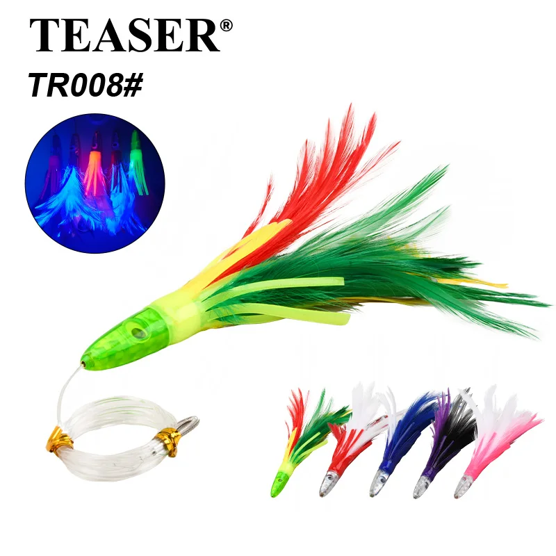 TEASER TR008 Feder-Trolling-Köder 160mm/±46g Harz-Fischkopf UV-Bionischer Spanischer Makrelen-Meeresfischköder