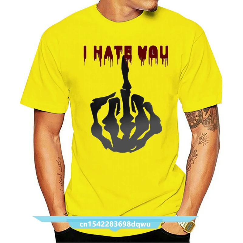 

I Hate You Tee Shirt Fashionable Mens T Shirt Round Collar Skull Black Gothic T-Shirts Short Top Mens Vintage Dropshipping