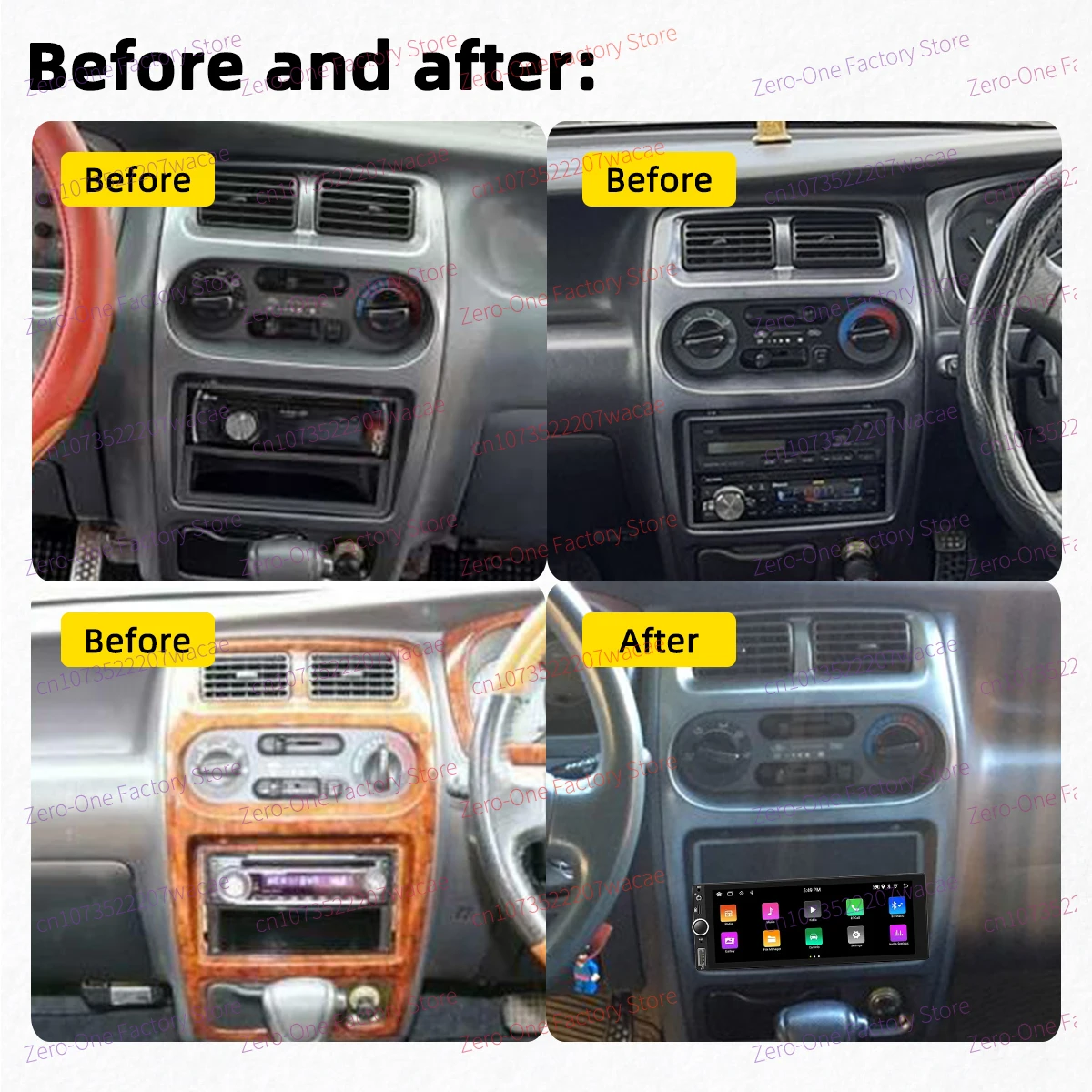 Carplay Android Auto 1 Din Radio Android Car الوسائط المتعددة لسيارة Toyota Duet 1998-2004 6.86 "شاشة وحدة رأس ستيريو Autoradio BT