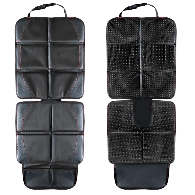 D7YA PU-Leder-Autositzbezug, passend für alle Babyautositze, Matte, kratzfest, Kissenschutz mit Aufbewahrungsnetztaschen – Detail 3