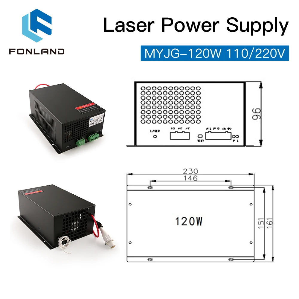 Imagem -05 - Fonland-myjg Laser Fonte de Alimentação Substituição 110 v 220v para Reci w4 t4 Efr Cdwjco2 Máquina de Corte do Tubo do Laser 120w