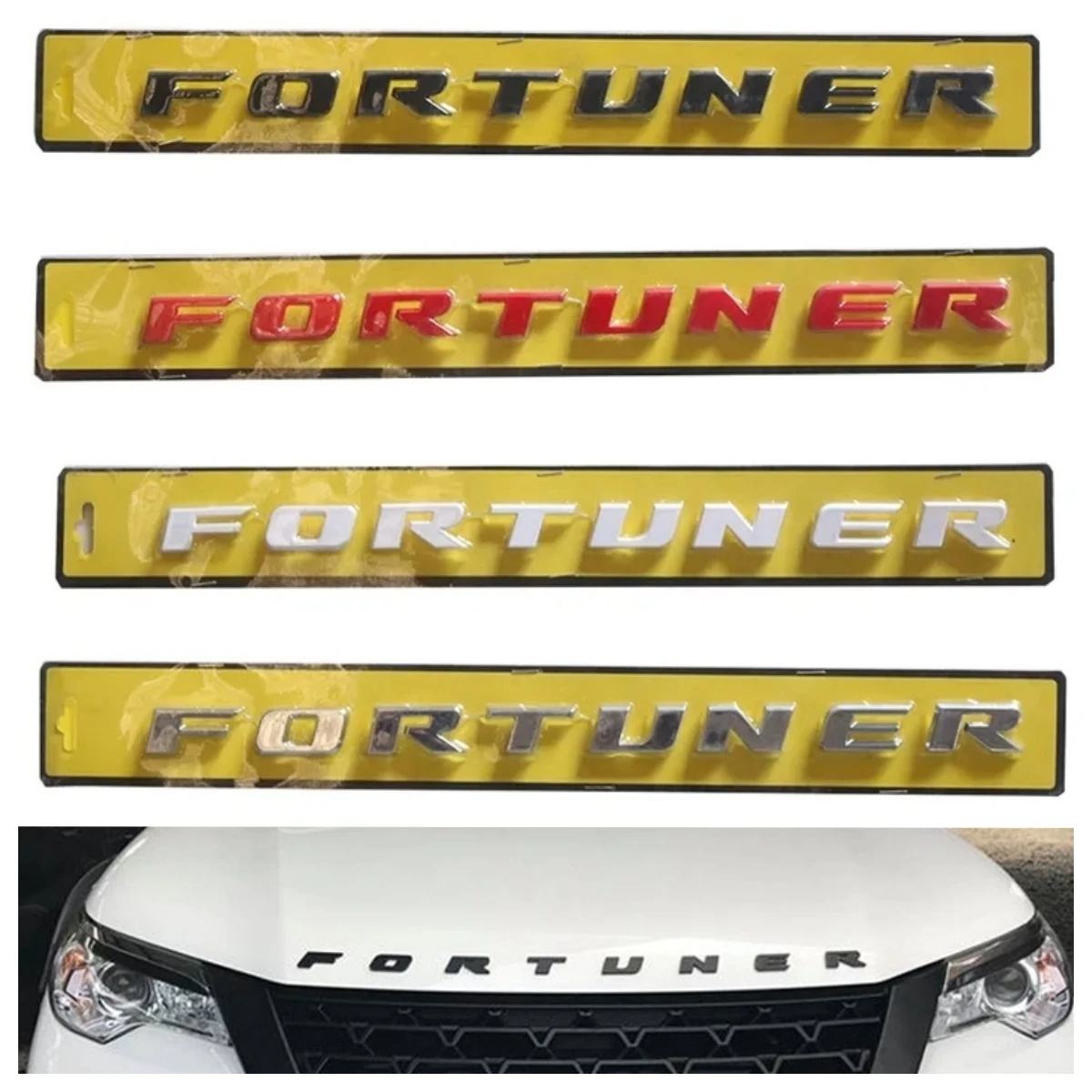 Car 3D Sticker ABS Bonnet Hood Emblem 3D Letter Exterior Decoration Car Sticker Trim For Toyota Fortuner