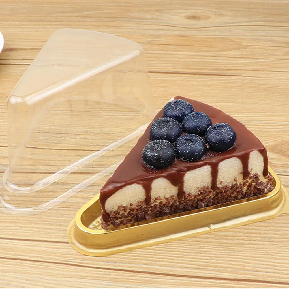50pcs PET Plastic Cake Blister Boxes Mousse Packaging Triangular Wrapping Cases Disposable Food Grade Safe No Odor Home Bake