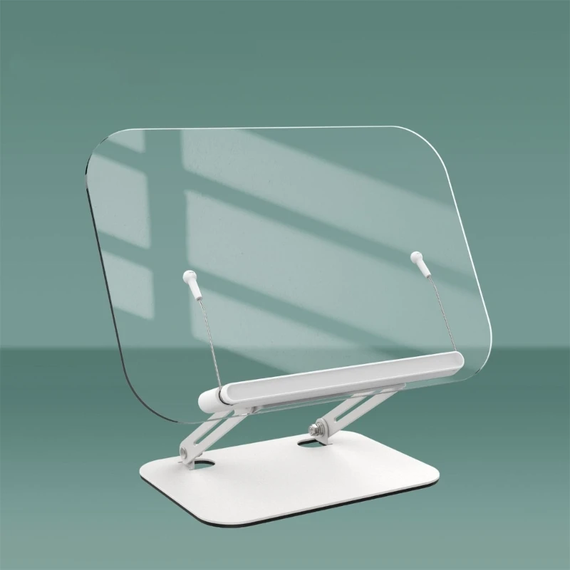 Adjustable Clear Acrylic Book Stand, 360 Degree Rotatable Base Optional for Tablets Laptops and Cookbooks Folding Holder