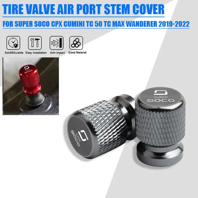 2 Pcs Motorcycle Accessories For Super Soco CPx CUmini TC 50 TC Max Wanderer 2019-2022 Metal Tire Valve Air Port Stem Cover Caps