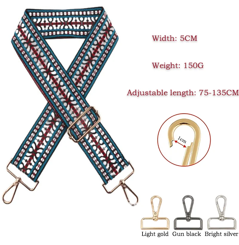 

5CM Wide Diy Single Shoulder Crossbody Strap Adjustable Jacquard Pattern Strap Bag Strap Striped All-In-One Bag Strap