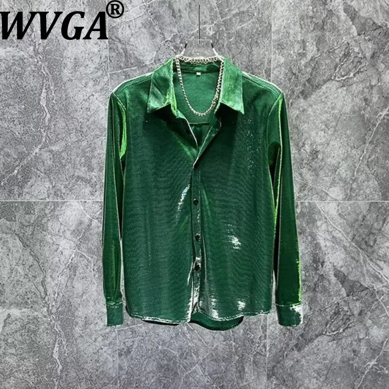 

WVGA Spring Autumn New Men Tide Long Sleeve Shirt Niche Chic Casual Turn-Down Collar Wrinkle-Free Tops Streetwear Ins Y2K W16147