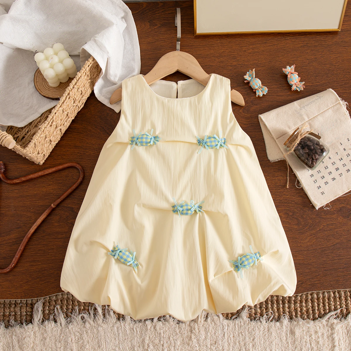 Baby Girl Dress Summer Cotton Solid Color Bow Sleeveless Girls Dresses Sweet And Cute Beach Baby Girl Clothing