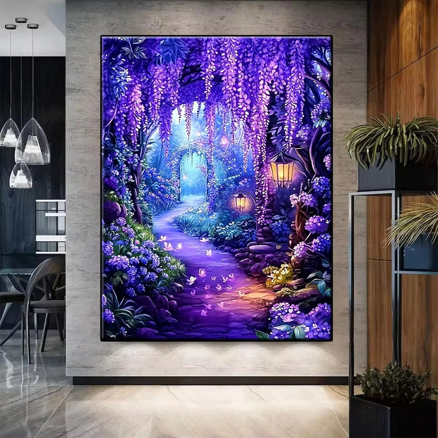 Diamant-Malerei-Set Neumond-Beleuchtete Pflanzen- und Blumenkunst 5D Diamant-Stickerei Mosaik Geschenk Heimdekoration Bild