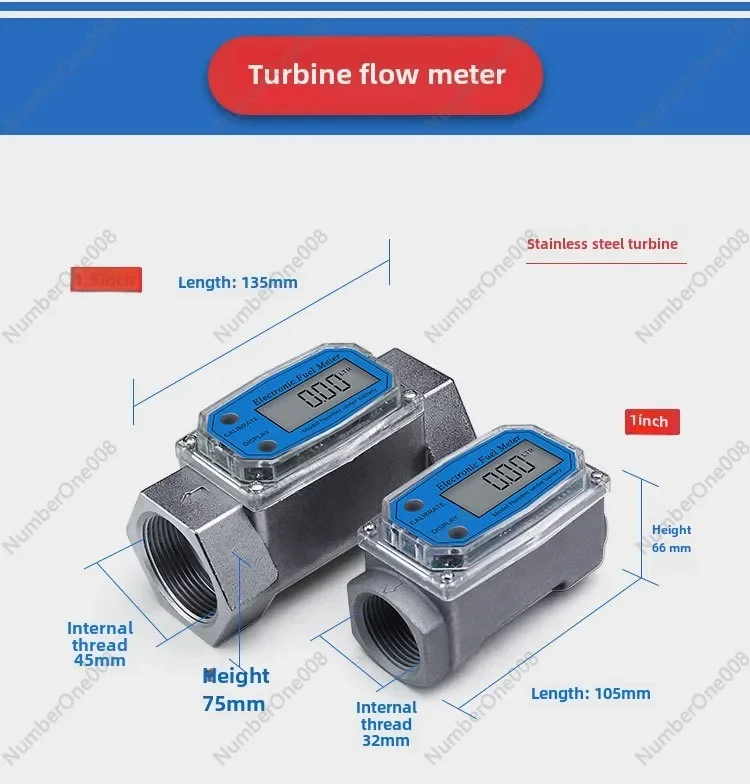 Stainless Steel Turbine Flow Meter Diesel Gasoline Methanol Kerosene Water Electronic Digital Display Liquid Meter