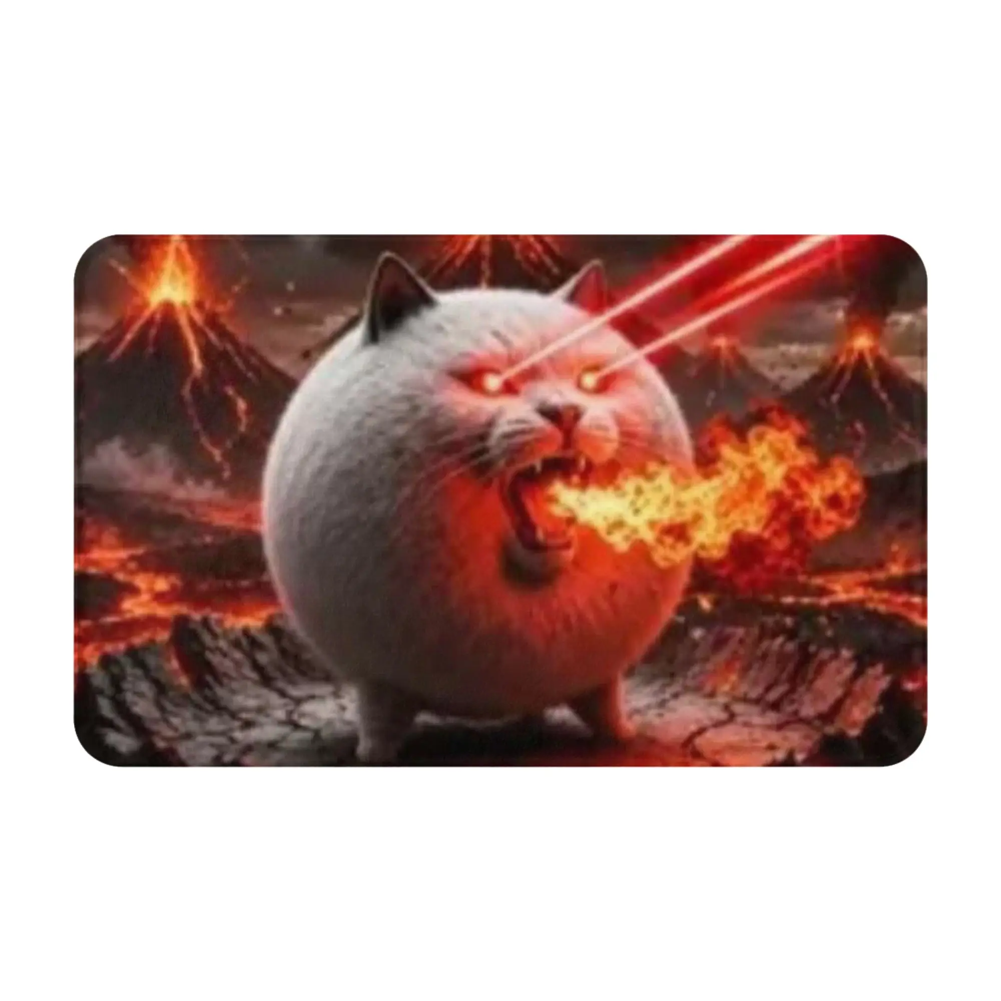 Fire Breathing Angry Cat Volcano Lightning Art Anti-Slip Mat Bath  Welcome Doormat Home Decoration