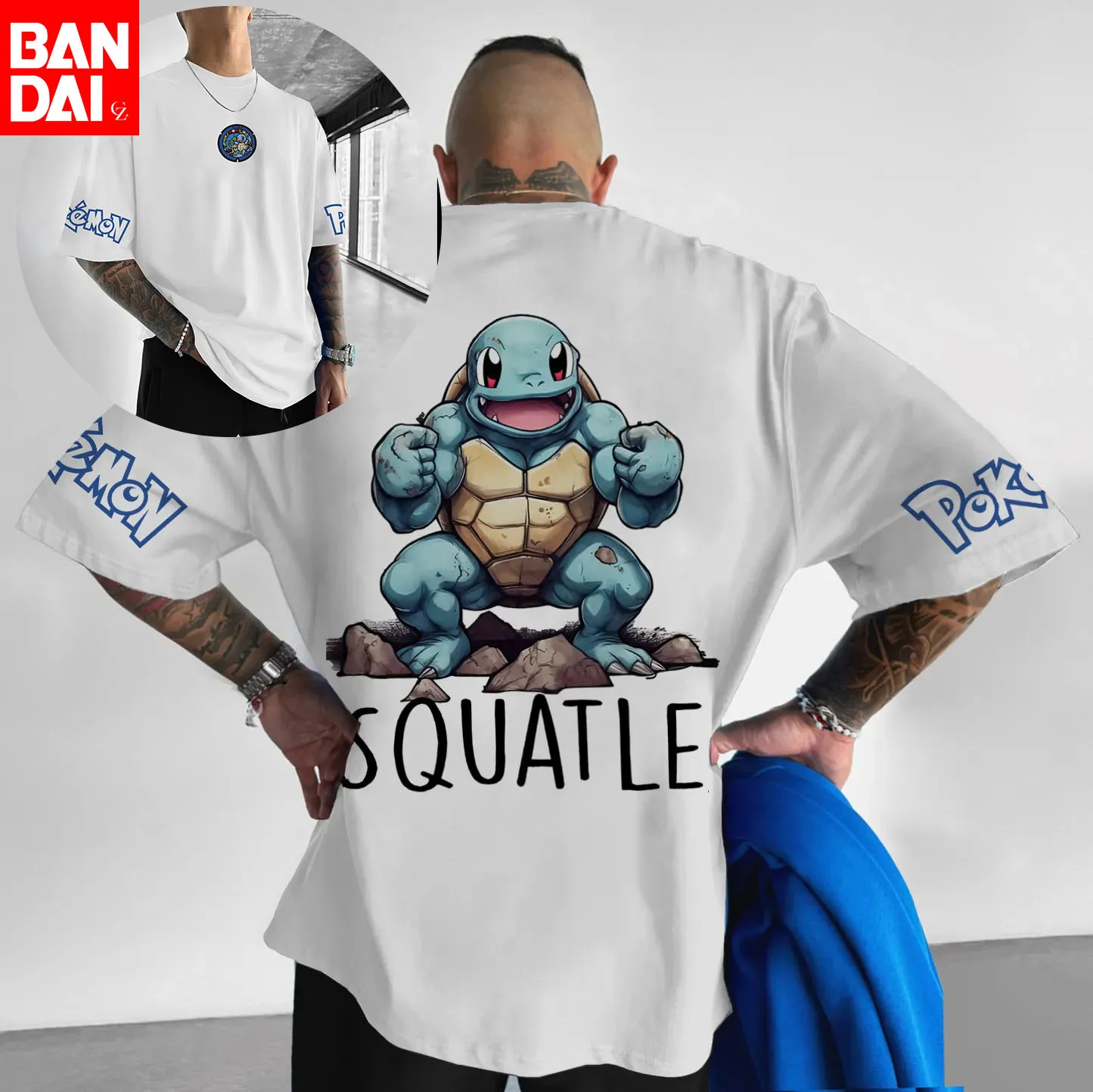 

Футболка в стиле Харадзюку с принтом Pokémon Slowbro Anime спереди и сзади, новые летние мужские и женские свободные повседневные топы с короткими рукавами Y2K