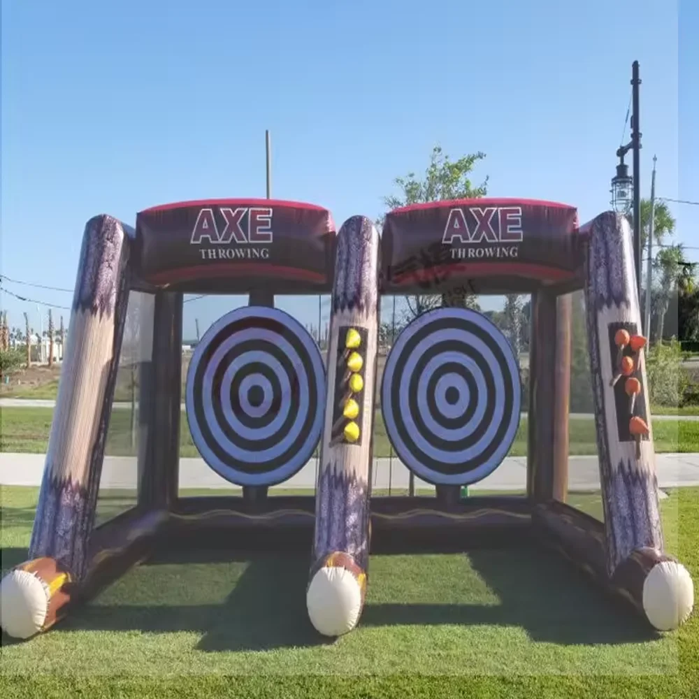 Ascia gonfiabile divertente all'aperto Lancio interattivo Ascia a 2 corsie Gioco di lancio Giochi sportivi di tiro interattivi per bambini e adulti