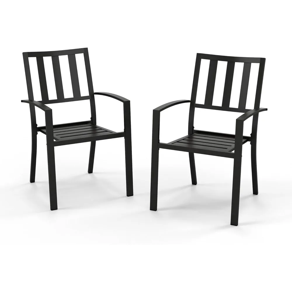 

2 Pcs Patio Metal Dining Chairs, Outdoor Wroght Iron Seating Dining Chairs, Stackable Bistro Chair for Garden, Backyard, Lawn,