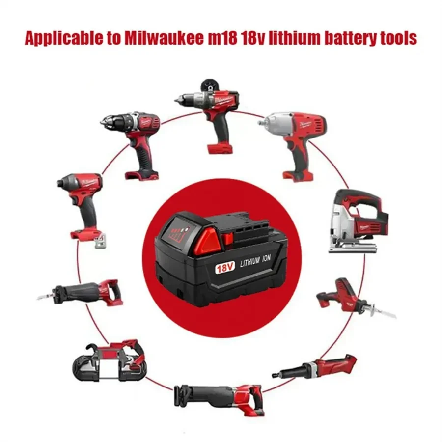 For Milwaukee M18 Battery 18V 6.0Ah Replacement Lithium Battery for Milwaukee M18 48-11-1815 48-11-1850 2604-22 Battery