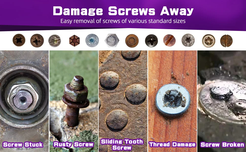 9-teiliges Hartmetall-Schraubenausdreher-Set, 3-Größen-Bohrer für gebrochene/gestreifte Schrauben, DIY-Haus-/Auto-Reparatur – inklusive Geschwindigkeitsabsauger – Detail 2