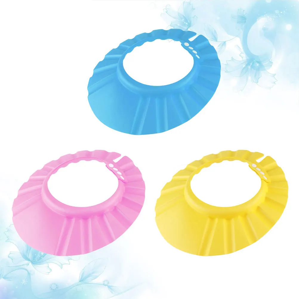 

3pcs Baby Shower Cap Adjustable Bath Hat For Kids Waterproof Haircut Protection Ear Cover Design Infant Toddler 40-55Cm