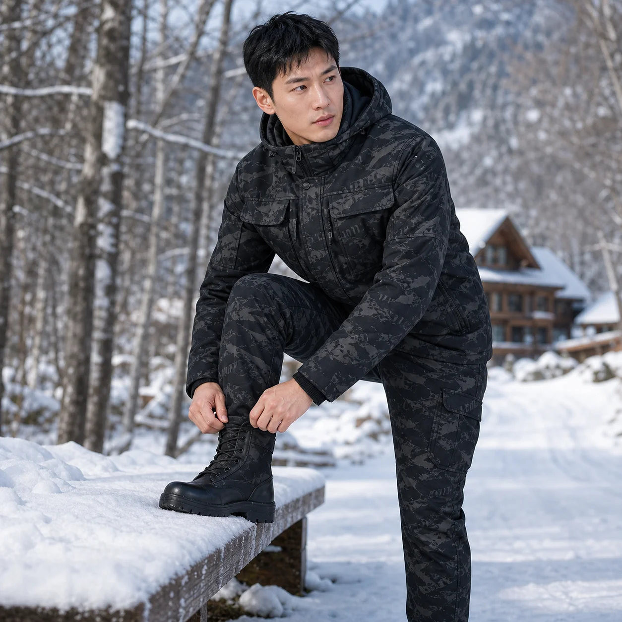 Thickened Fleece Autumn Winter Outdoor Climbing Clothes Set Men's Casual Wear Resistant Windproof Waterproof Workwear Jacket