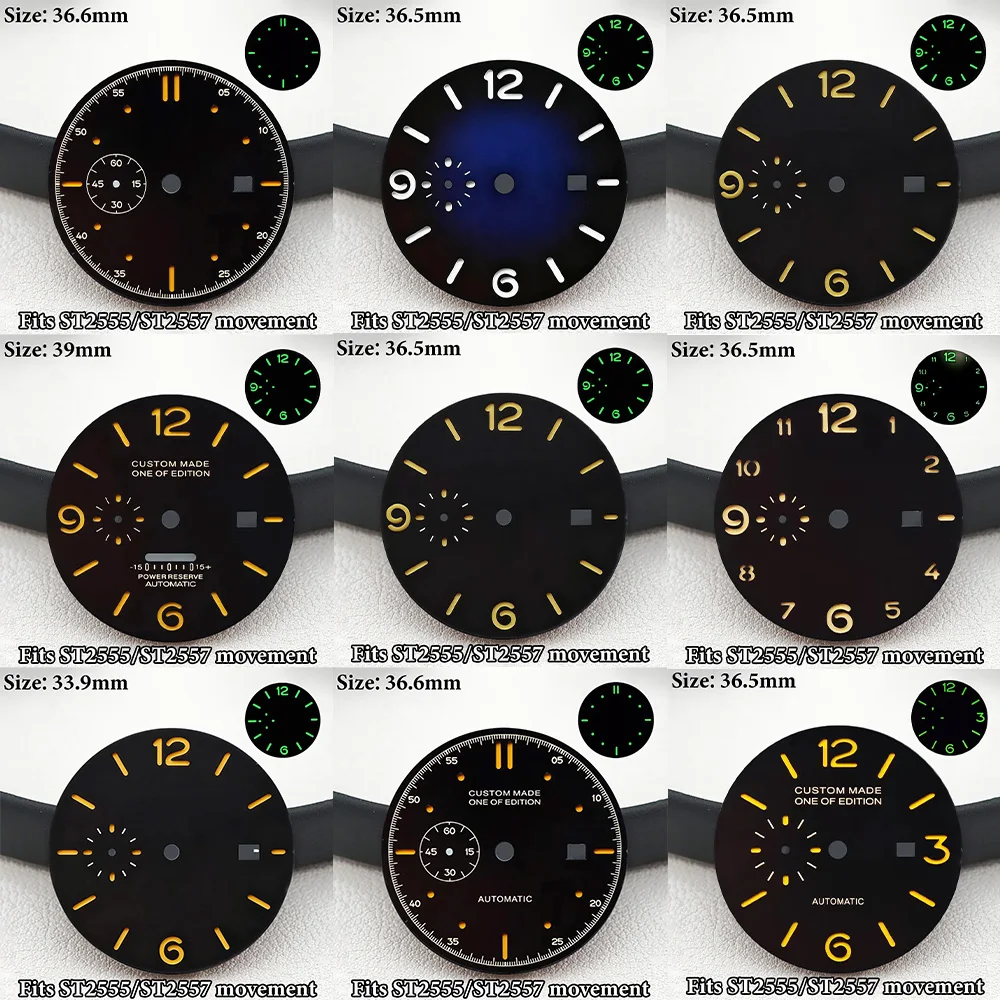 

ST2555 pointer 33.9/36.5/39mm Diameter Green Luminous Sterile Dial For Seagull GMT ST2557/ST2555 Movement Dial ST2533 Watch Hand