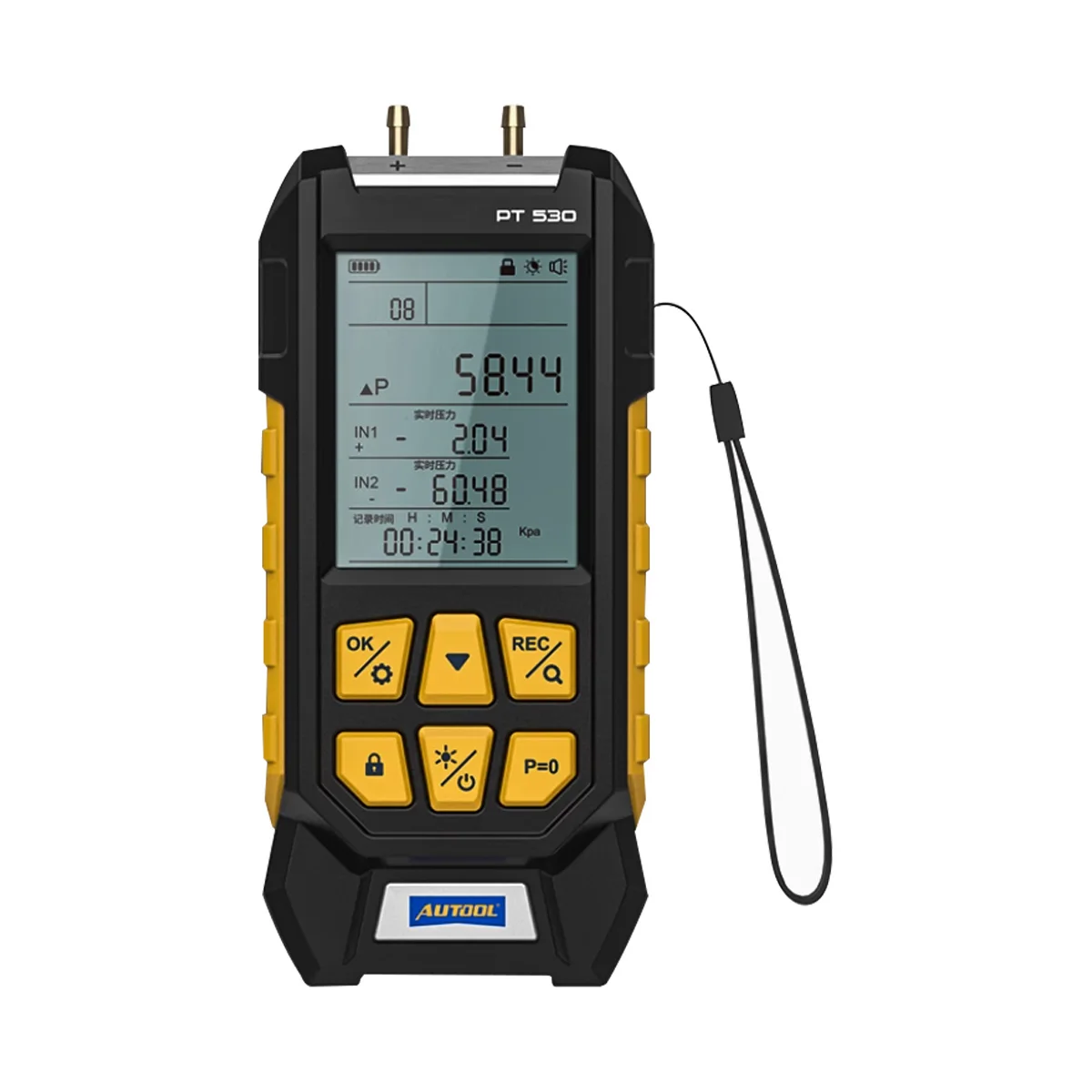 2026 PT530 Digital Manometer Gauge 5V English Language Battery Tester Measures Positive Negative 100-300 Kpa Ga s Pressure