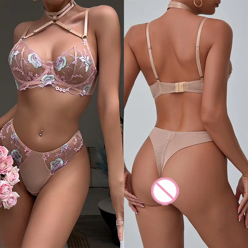 

Барный комплект Solo с вышивкой Perspective, тонкий комплект бикини из двух предметов, смелое нижнее белье, чтобы ловить сексуальный женский комплект нижнего белья, сексуальные трусики