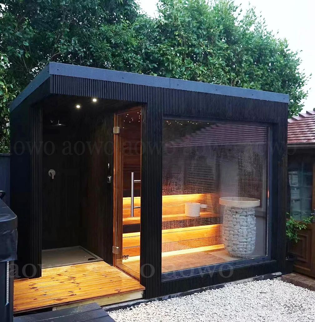 4-5 Person Modern Solid Wood Outdoor Sauna Room with Computer Control Panel Sauna Stove Dry Steam Room for Sweating