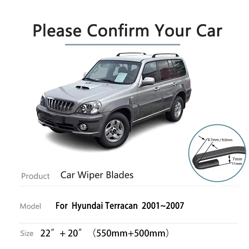 

For Hyundai Terracan Hawtai Terracan Parts Accessories 2001~2007 Car Rubber Window Windshield Windscreen Wipers Auto Rain Brushe