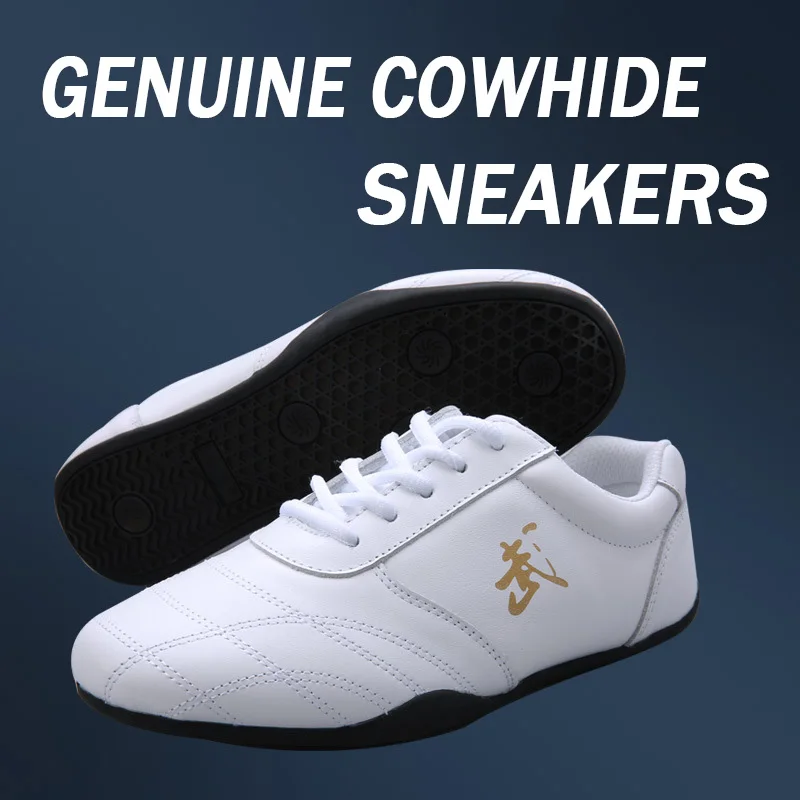 Leather Breathable Kung Fu Tai Chi Shoes Size 35-45 Men Female Cow Tendon Bottom Martial Arts Shoes Low Cut Boxing Shoes