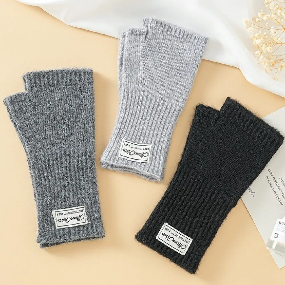 New Knitted Fingerless Mittens Touchscreen Thumb Opening Half-Finger Gloves Warm Warm Wrist Cover Gloves Writing Use