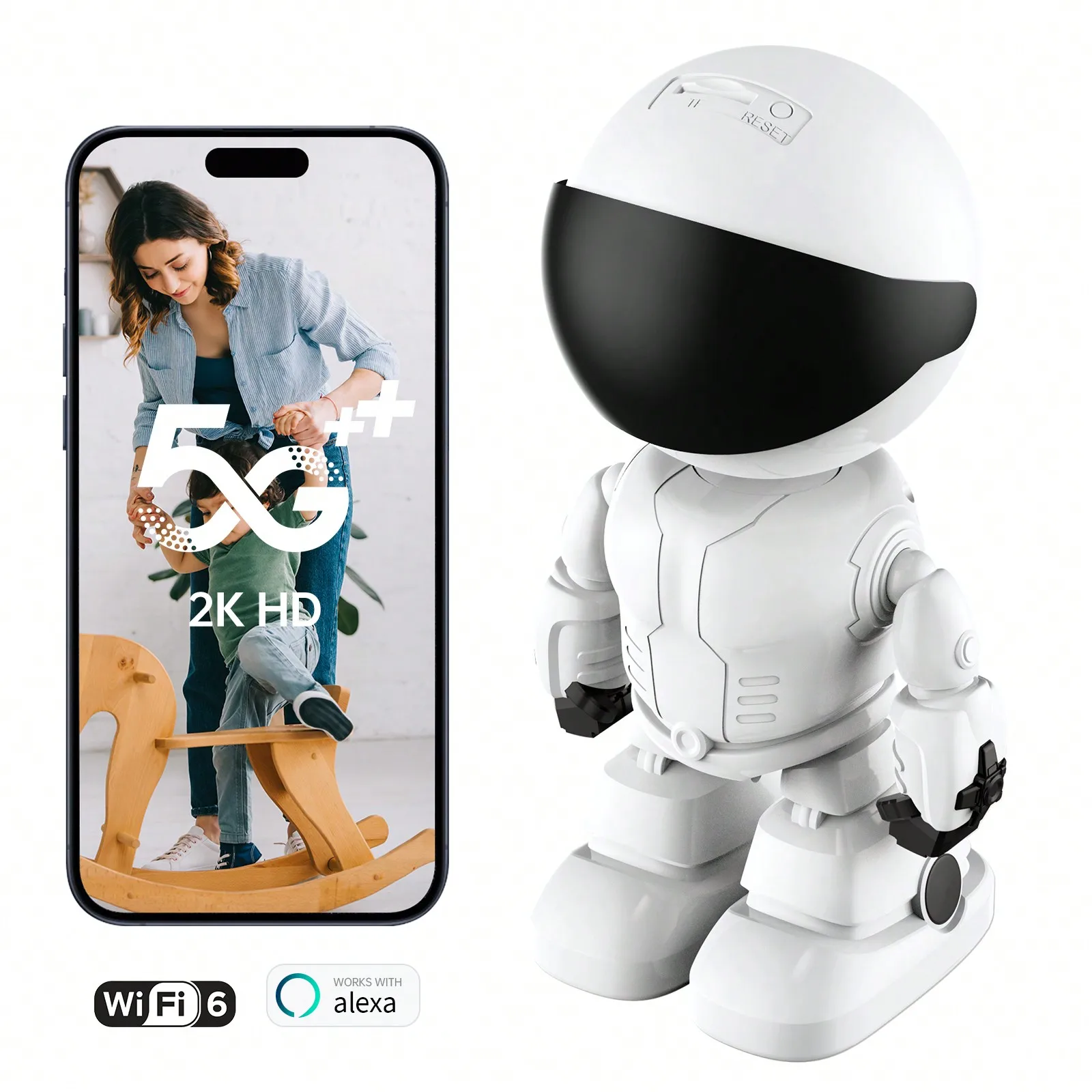 

Видеоняня SmartEye с широким углом обзора, камерой и аудио, мобильная ночная видеокамера - беспроводная внутренняя роботизированная камера безопасности 2K