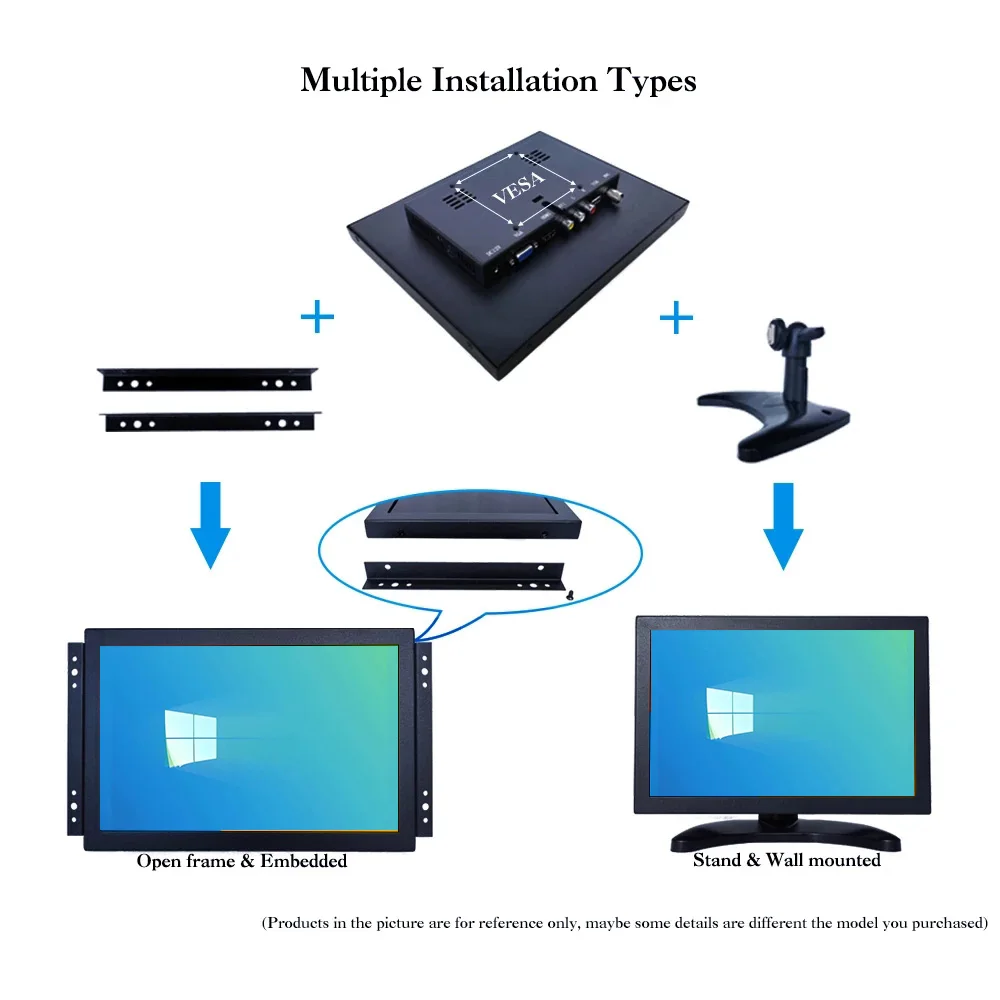 Zhixianda Cheap Price 10.1 Inch Open Frame Monitor 1280*800/1920*1200 HD Industrial Display With HDMI VGA BNC AV USB Interface