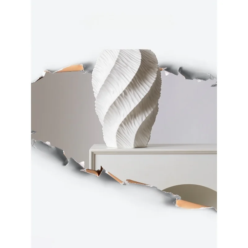 

Итальянская минималистичная художественная ваза, украшение для дома, волнистая композиция из цветов, красивое керамическое украшение.