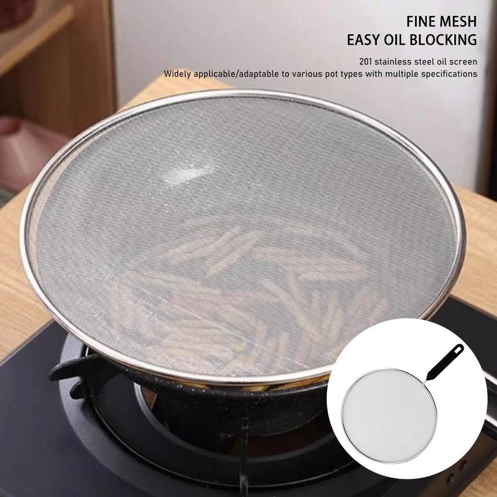 19-33cm Stainless Steel Oil Splatter Screen Frying Pan Mesh Guard Kitchen Cooking Tools Multi-Purpose Filter Net For Frying Pans view 4