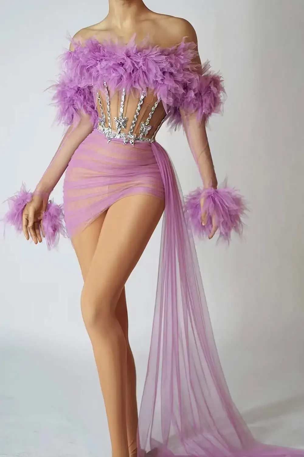 Czerwona siatka cekiny 2 szt. Komplet sukienka cheerleaderek Las Vegas Showgirl czarujący strój See Thru Drag Queen w ciąży seksowny strój sceniczny