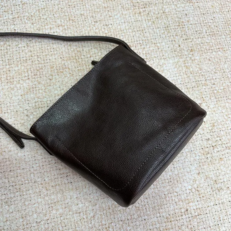 New style for 2026 Top layer vegetable-tanned cowhide bucket bag for women, retro single-shoulder crossbody bag
