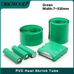 7mm ~ 330mm Green 18650 Lipo Battery PVC Heat Shrink Tube Pack 1M~20M Insulated Film Wrap Lithium Case Protection Cable Sleeve
