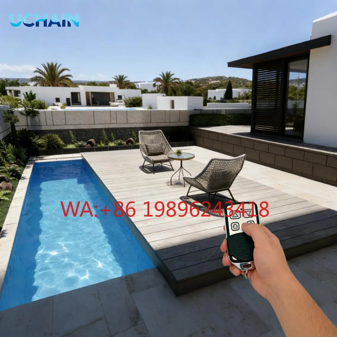Cubierta Retráctil Eléctrica para Piscina YOLO-POOL con Bloqueo Automático - Acero Inoxidable 304 y Plataforma WPC Antideslizante para Uso en Exteriores