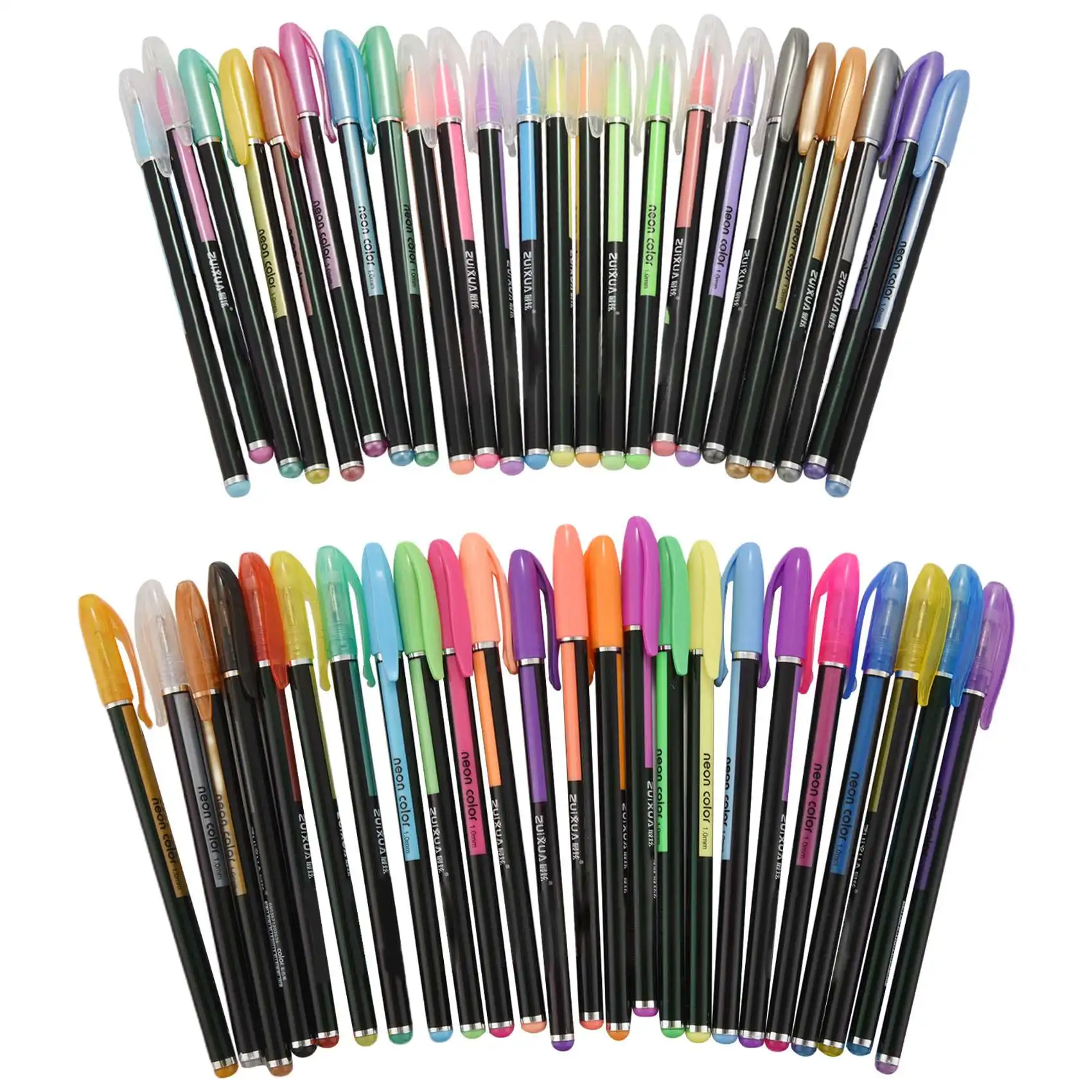 【CYBER MONDAY】ZUIXUA 48 Gel Pens set, Color gel pens Glitter Metallic pens Good gift For Coloring, Kids, Sketching, Painting, Dr