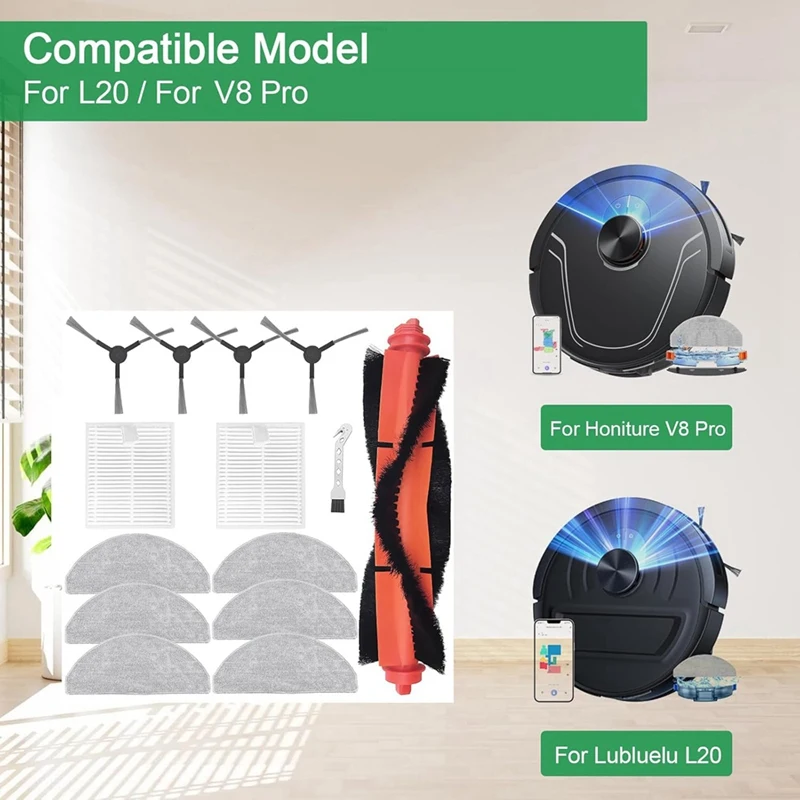 

BEST For Lubluelu L20 Honitur V8 Pro Robot Vacuum Cleaner Main Side Brush Hepa Filter Mop Cloth Accessories