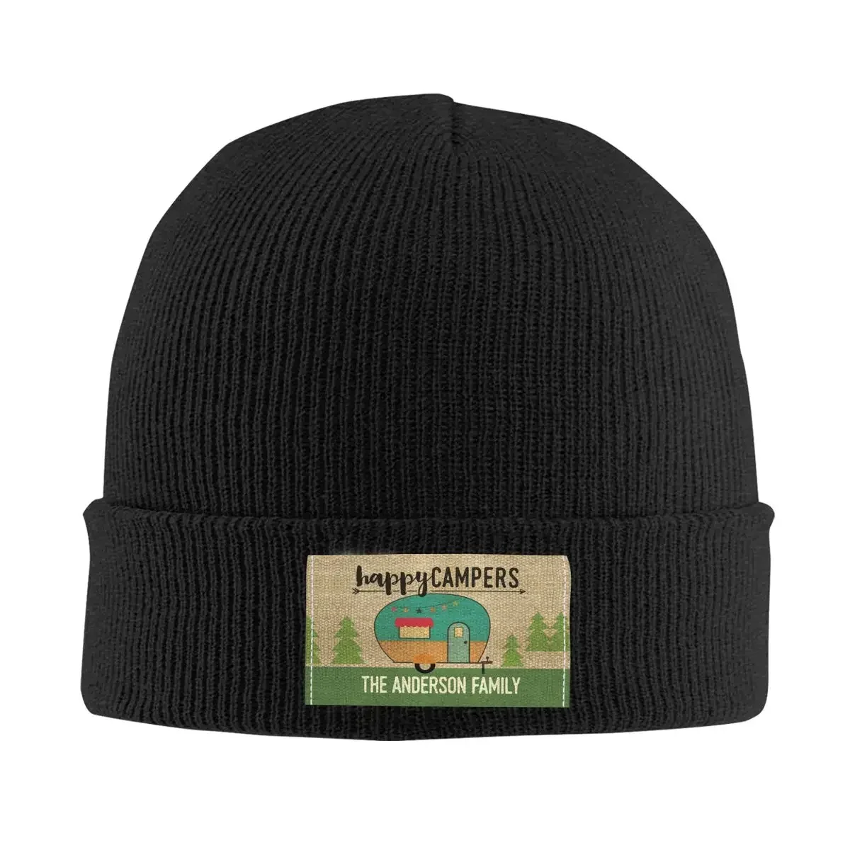 Happy Campers Skullies Beanies Caps Unisex Hip Hop Winter Warm Knitted Hat Adult Adventure Camping Van Life Bonnet Hats