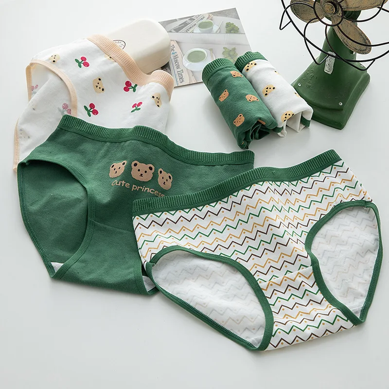 

Cotton Panties Briefs Women Panties Underwear Mid Waist Female Underpants Lingerie Ladies Pantys Cartoon Pantys M-XL