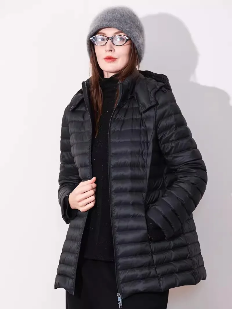 

Женская зимняя куртка-пуховик больших размеров с капюшоном, легкая, утягивающая, в корейском стиле, повседневная, из нейлоновой ткани, на 9 апреля